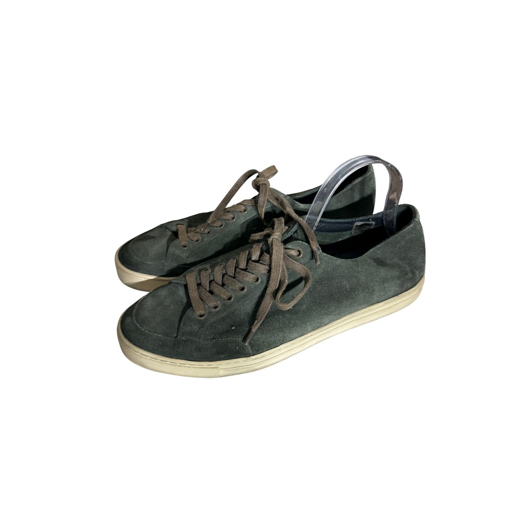 Burberry Mens Dark Green Suede Low Top Lace Up Sneakers Luxury Designer Shoes - Picture 3 of 10